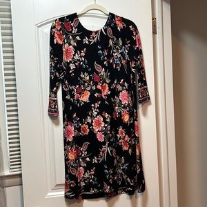 Loft Floral 3/4 Sleeve Swing Dress
